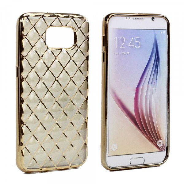 Wholesale Samsung Galaxy S6 Edge Plus Exotic Electroplate Soft Hybrid Case (Champagne Gold)